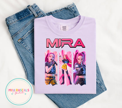 KPOP Demon Hunters Mira Kids T-Shirt | Huntrxx Girls Graphic Tee | Character Birthday Top