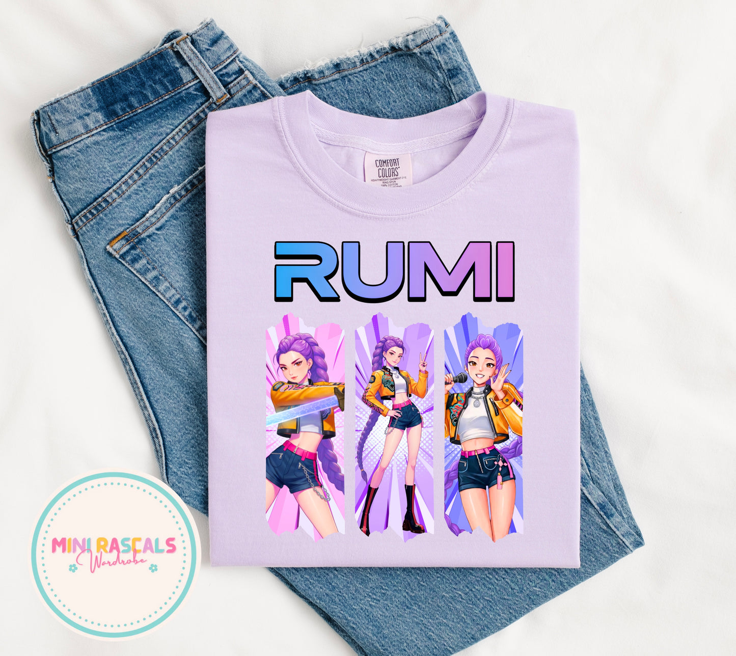 KPOP Demon Hunters Rumi Kids T-Shirt | Huntrxx Girls Graphic Tee | Zoey Mira Character Top