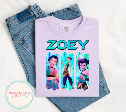 KPOP Demon Hunters Zoey Kids T-Shirt | Huntrxx Girls Graphic Tee | Character Birthday Top