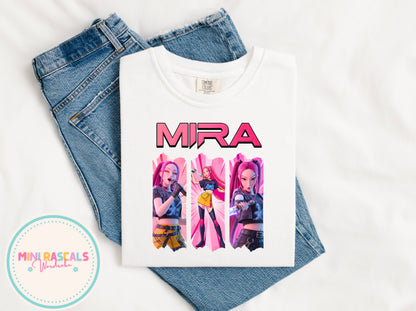 KPOP Demon Hunters Mira Kids T-Shirt | Huntrxx Girls Graphic Tee | Character Birthday Top