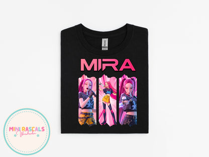 KPOP Demon Hunters Mira Kids T-Shirt | Huntrxx Girls Graphic Tee | Character Birthday Top