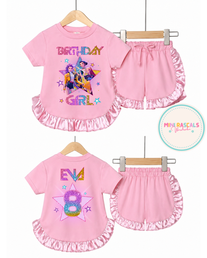 Personalised KPOP Demon Hunters Birthday T-Shirt | Girls Kids Birthday Outfit | Custom Name & Age | Huntrix Inspired (Copy)