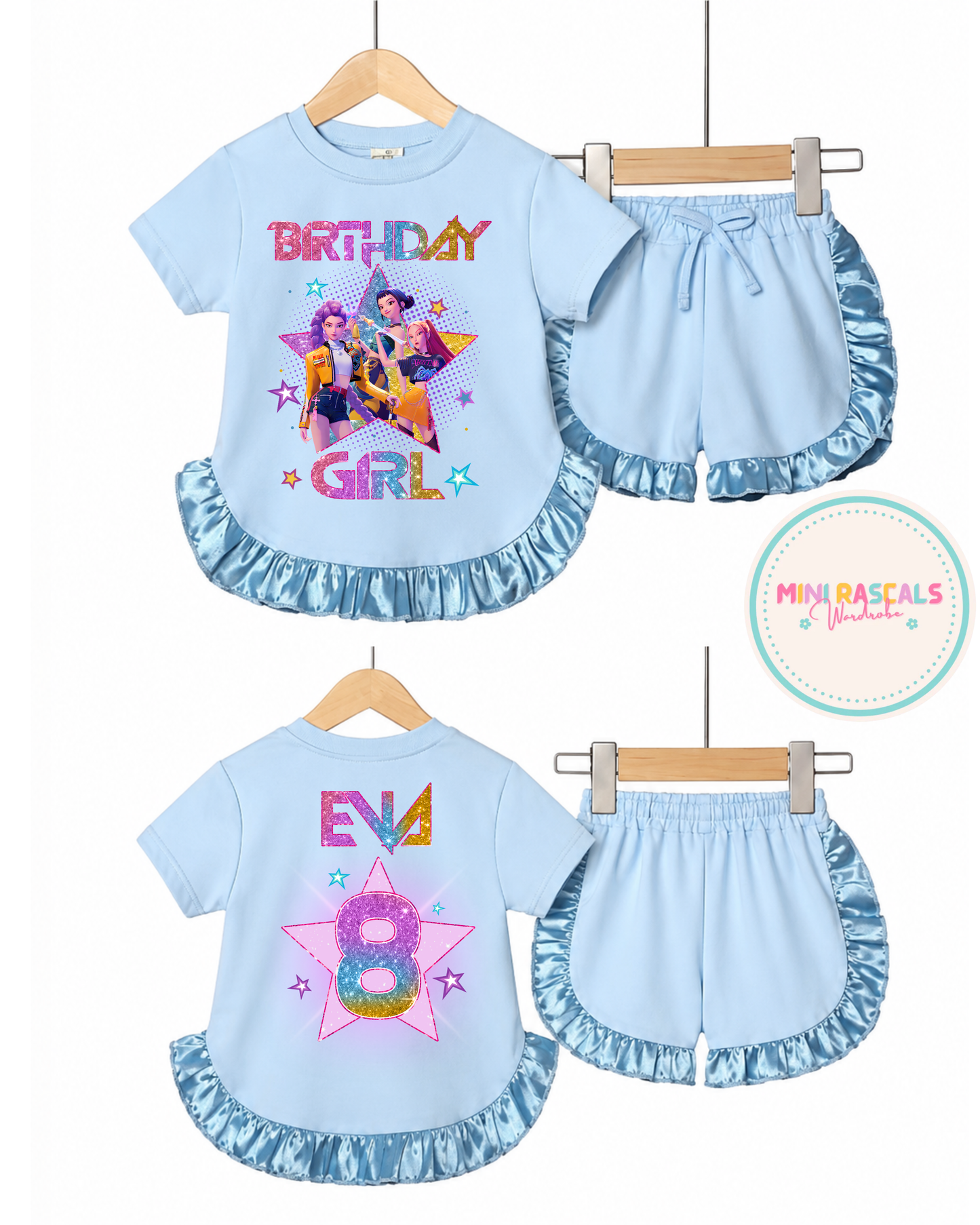 Personalised KPOP Demon Hunters Birthday T-Shirt | Girls Kids Birthday Outfit | Custom Name & Age | Huntrix Inspired (Copy)