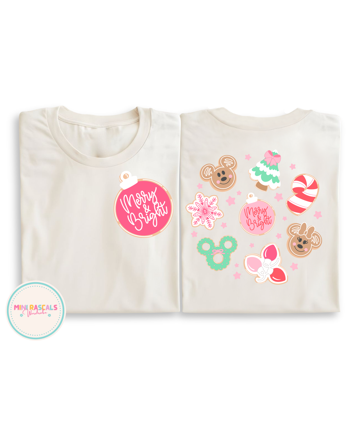 Girly Merry and Bright Christmas T-Shirt and Sweatshirt