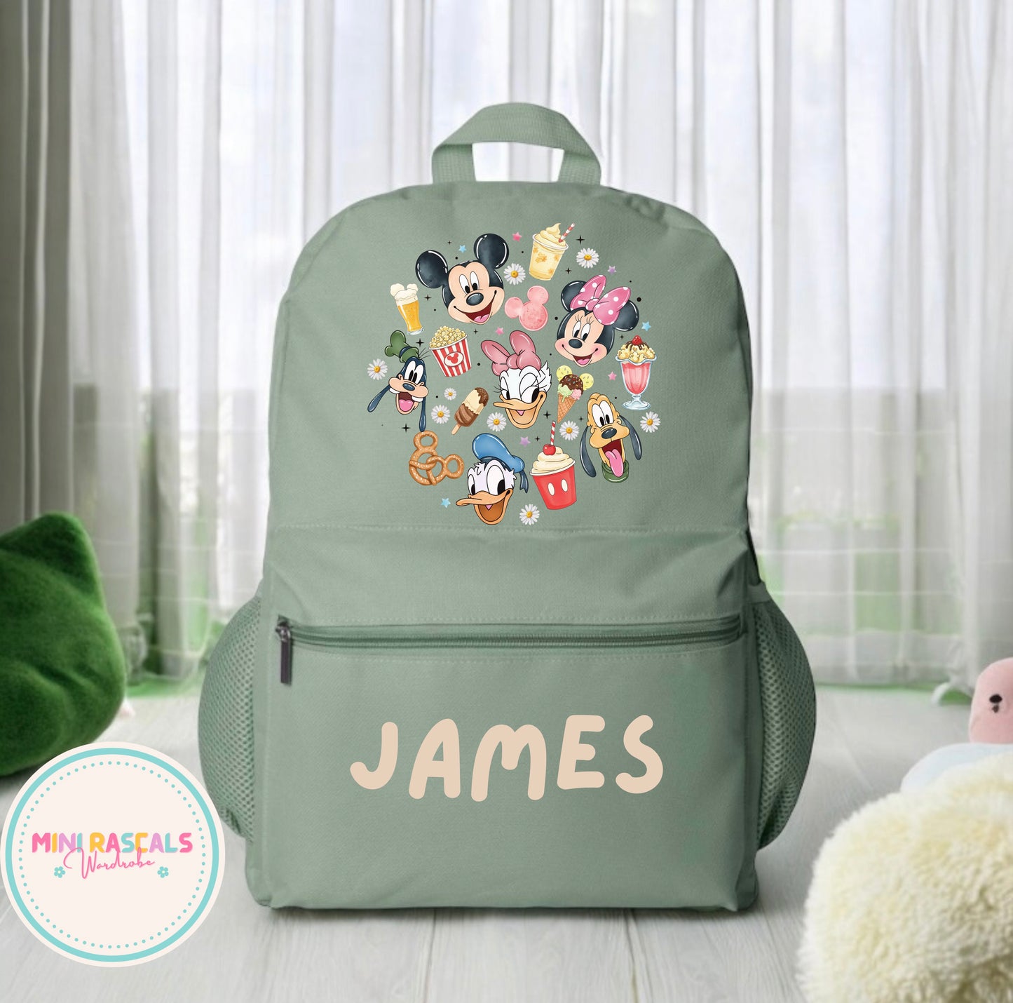 Personalised Mickey Mouse & Friends Kids Backpack – Custom Name Disney School Bag | Mini Rascals