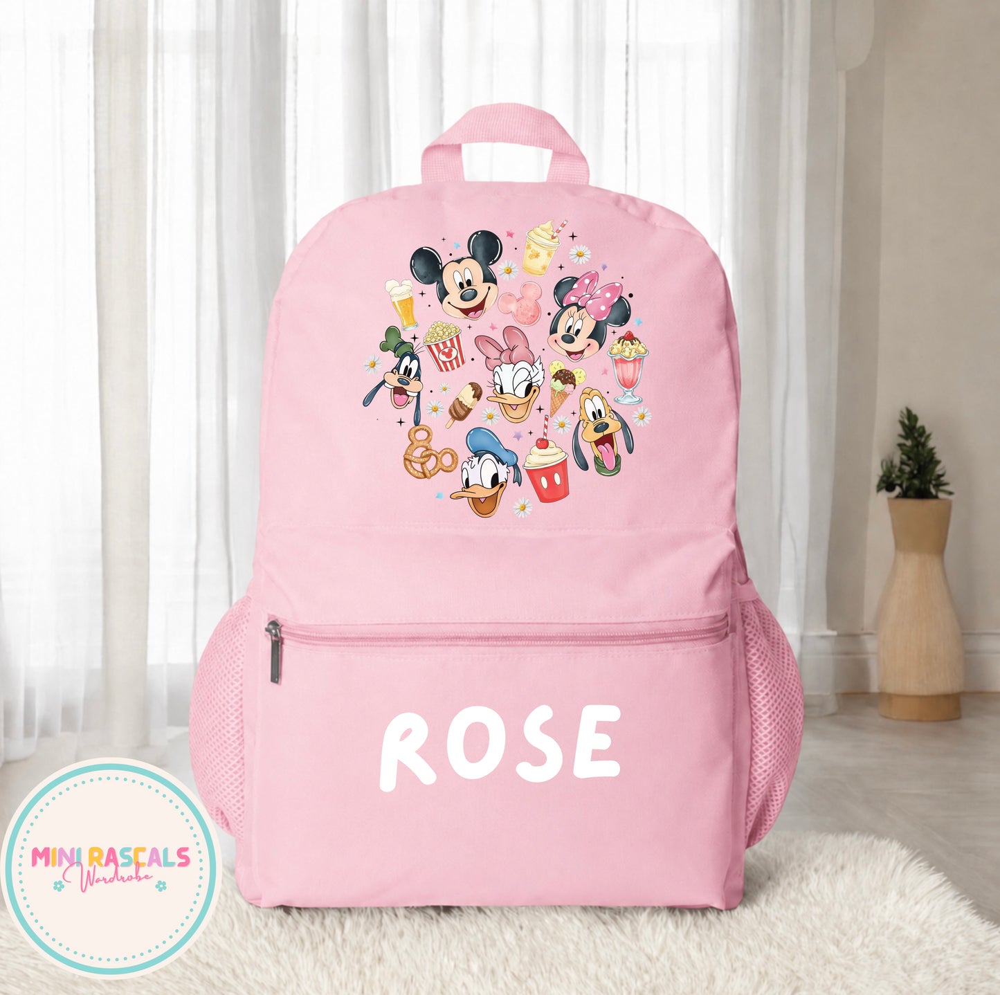 Personalised Mickey Mouse & Friends Kids Backpack – Custom Name Disney School Bag | Mini Rascals