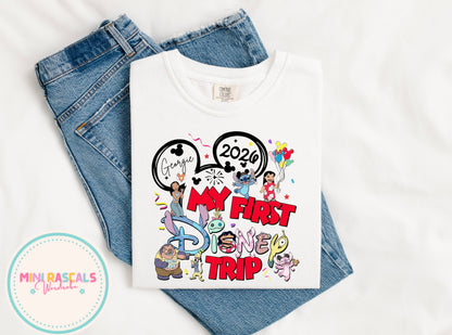 Personalised Disney Lilo and Stitch My First Disney Trip Kids T-Shirts and Sweatshirt