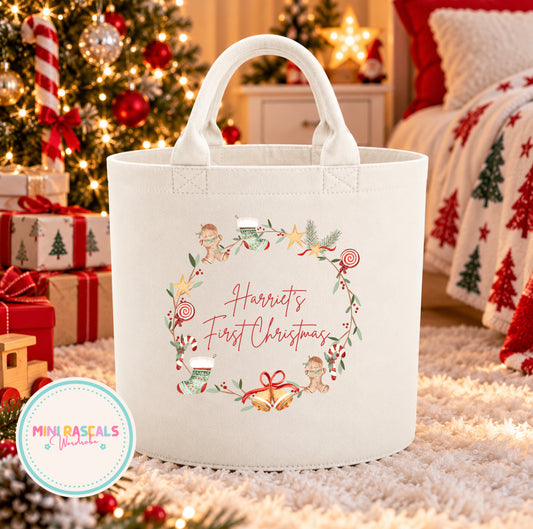 Personalised Christmas Wreath Storage & Present Basket