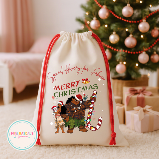 Personalised Moana and Maui Christmas Sack
