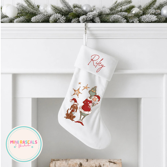 Grinch-Inspired Personalised Christmas Stocking