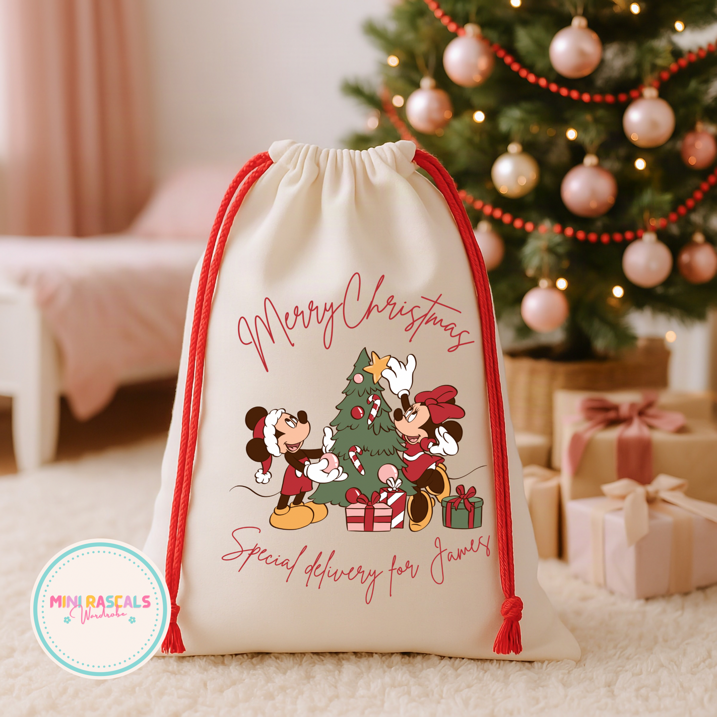 Personalised Mickey & Minnie Mouse Christmas Sack
