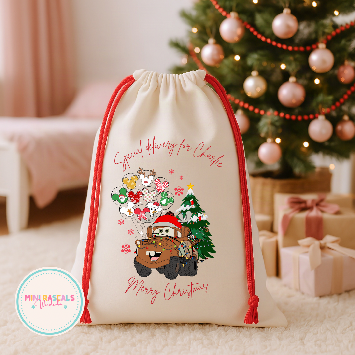 Personalised Cars Mater Christmas Sack