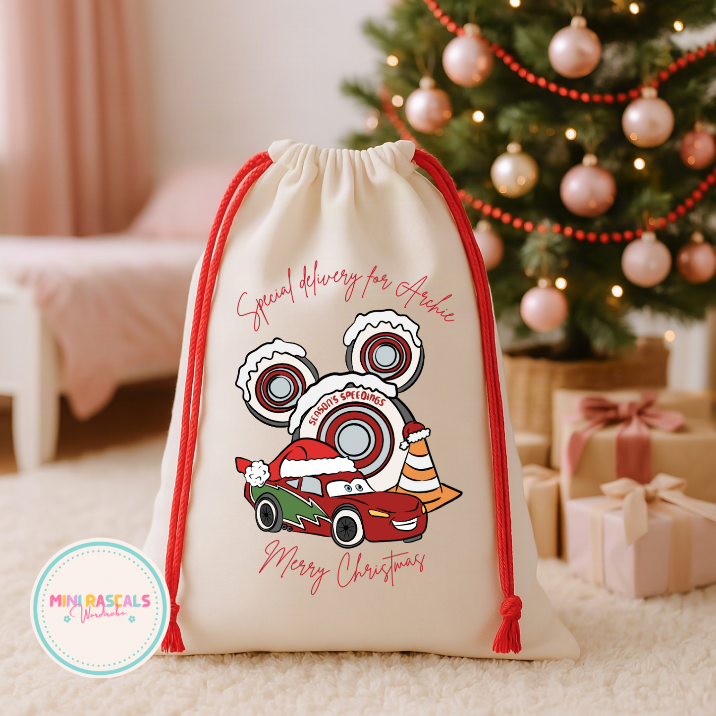 Personalised Lightning McQueen Snow Cone Christmas Sack