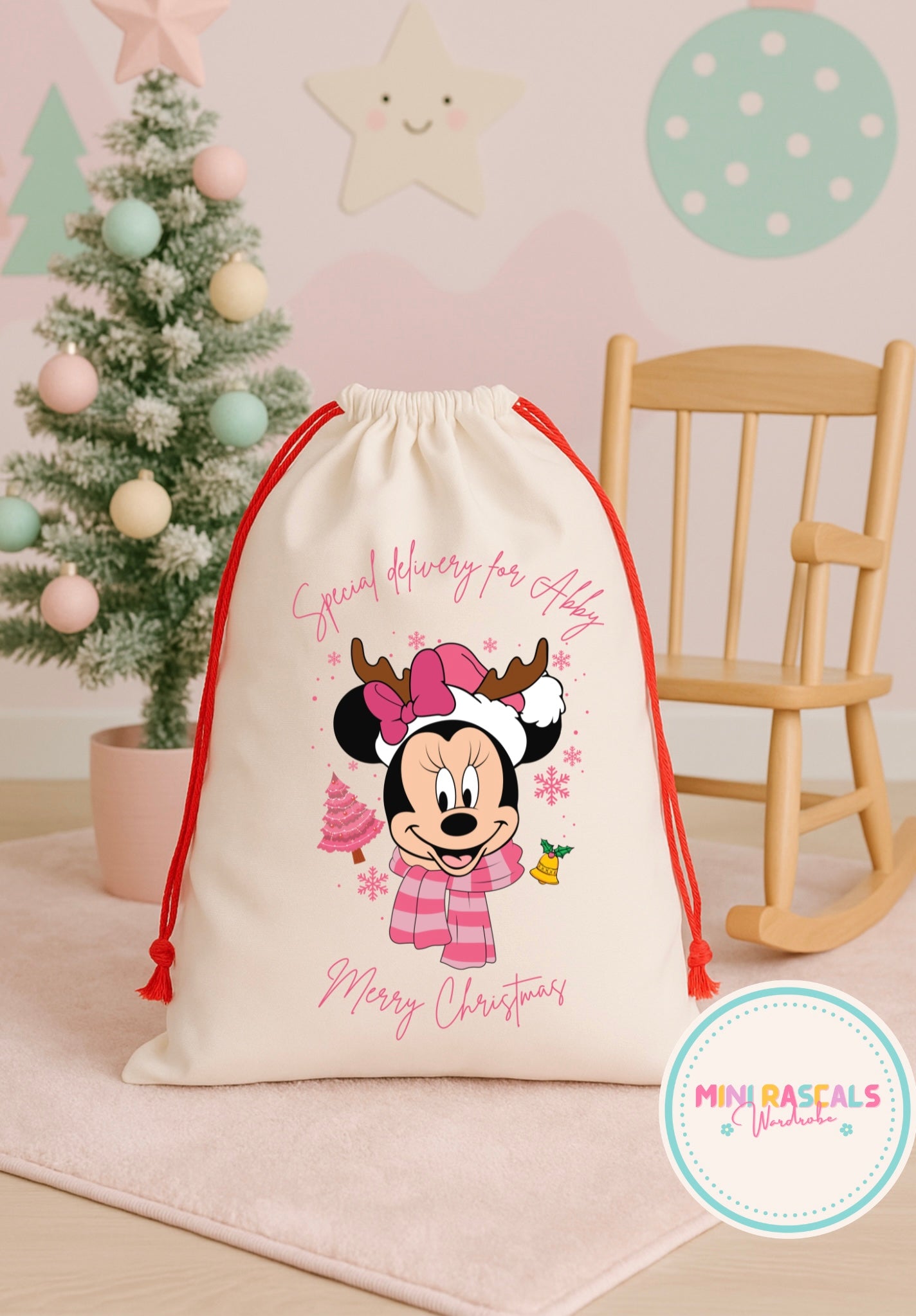 Personalised Minnie Mouse Girls Christmas Sack