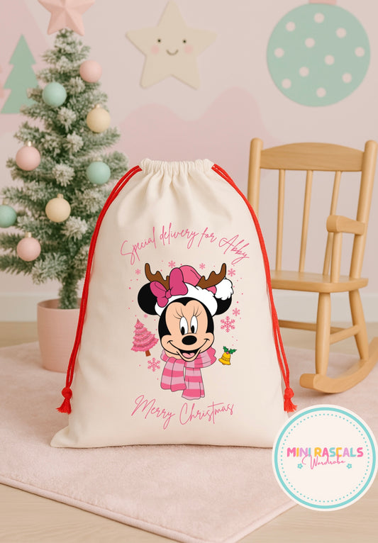 Personalised Minnie Mouse Girls Christmas Sack