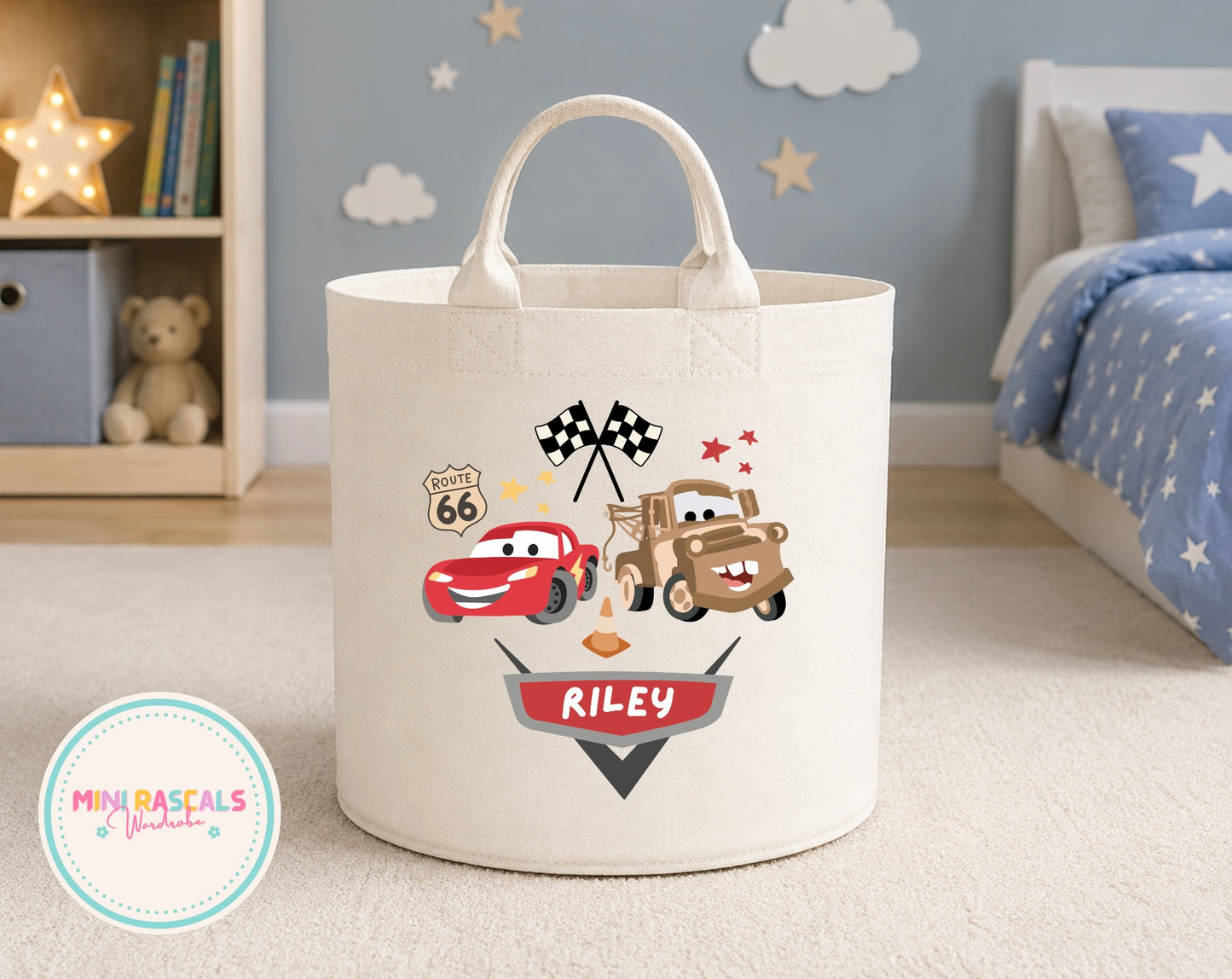 Personalised Lightning McQueen & Mater Cars Storage Basket