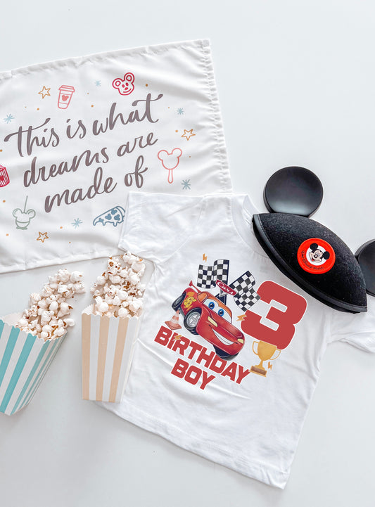 Disney Cars Lightning McQueen Birthday T-Shirt | Ages 1–8 | Kids Unisex Top