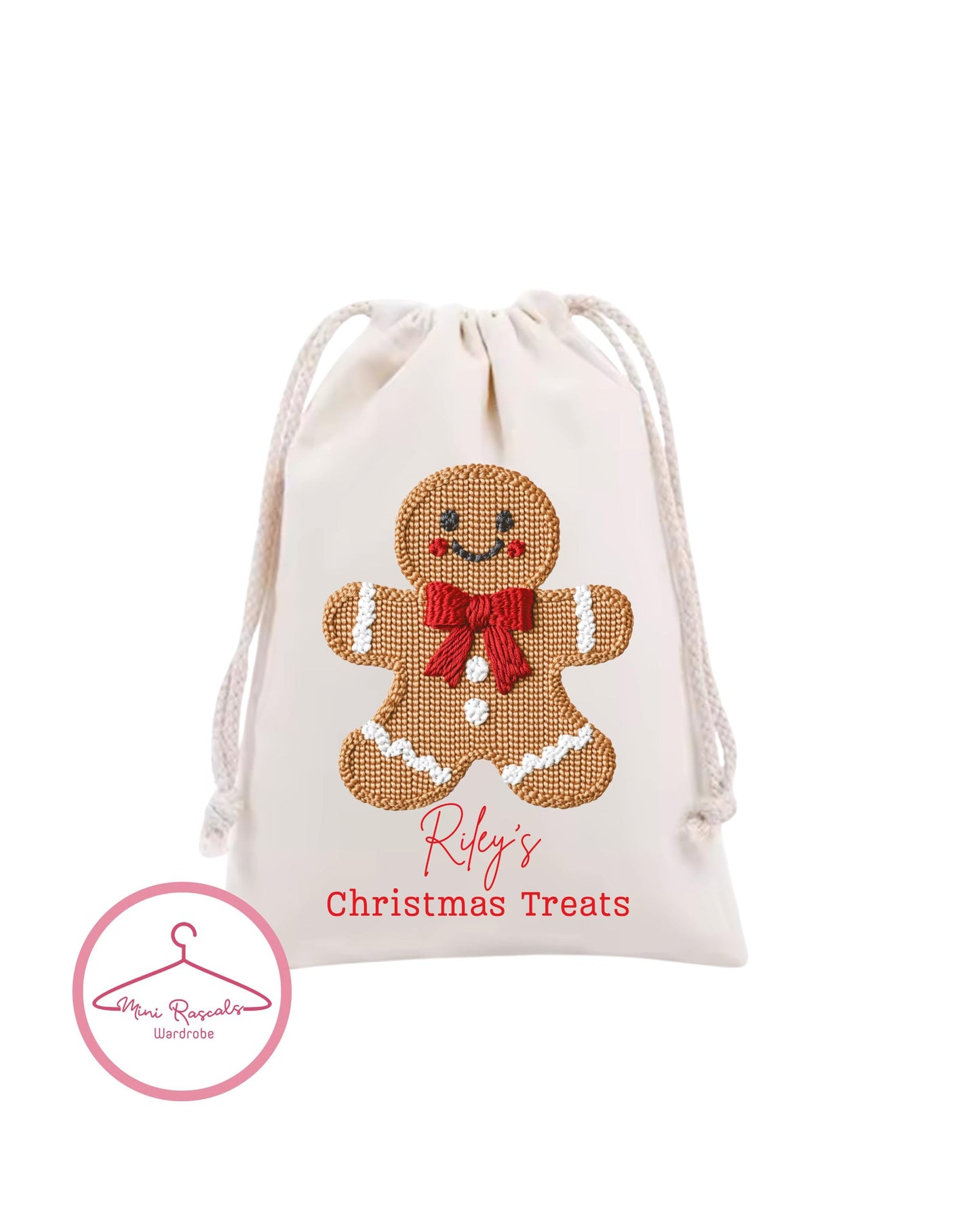 Personalised Gingerbread Christmas Treat Bag