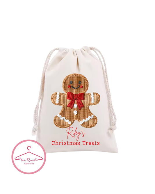 Personalised Gingerbread Christmas Treat Bag