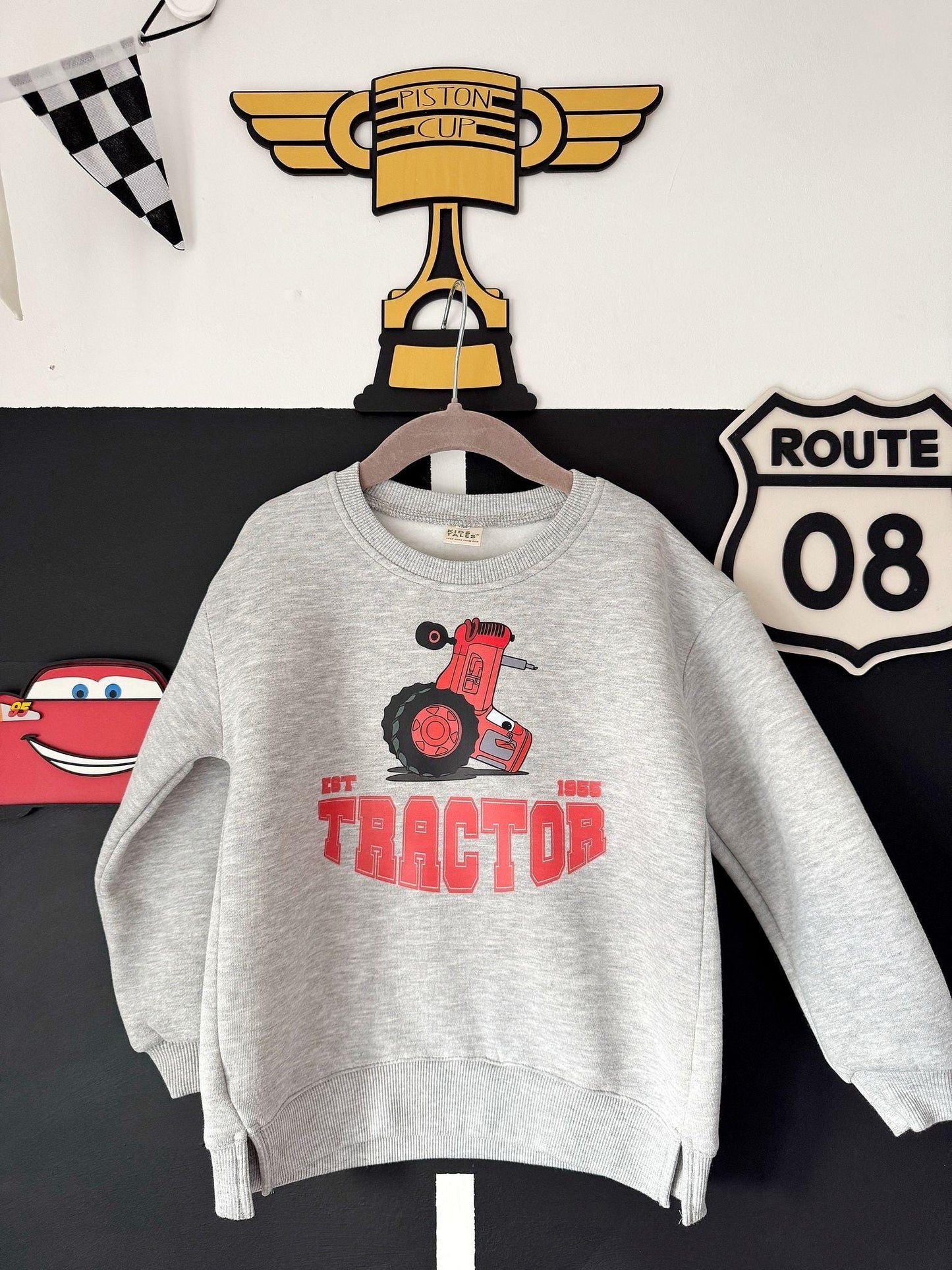 Red Tractor Disney Cars Kids Sweatshirt – Boys Character Jumper | Mini Rascals