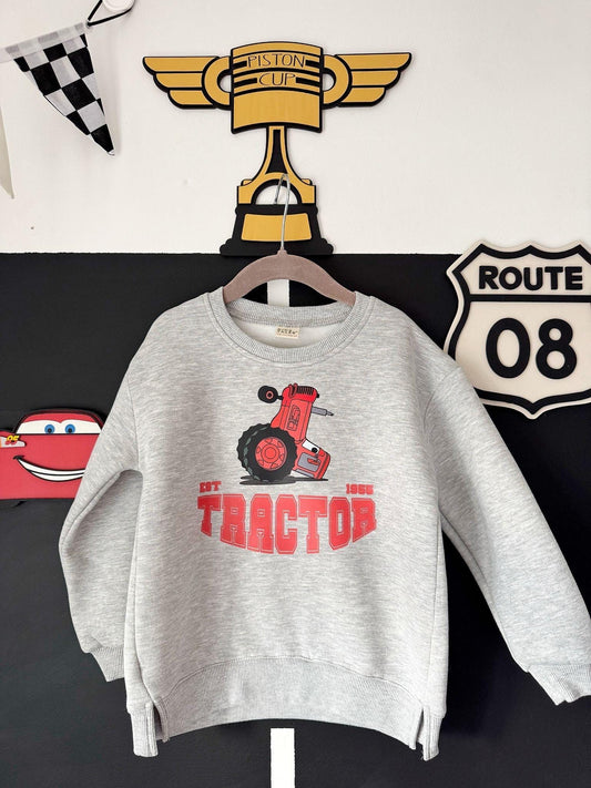 Red Tractor Disney Cars Kids Sweatshirt – Boys Character Jumper | Mini Rascals