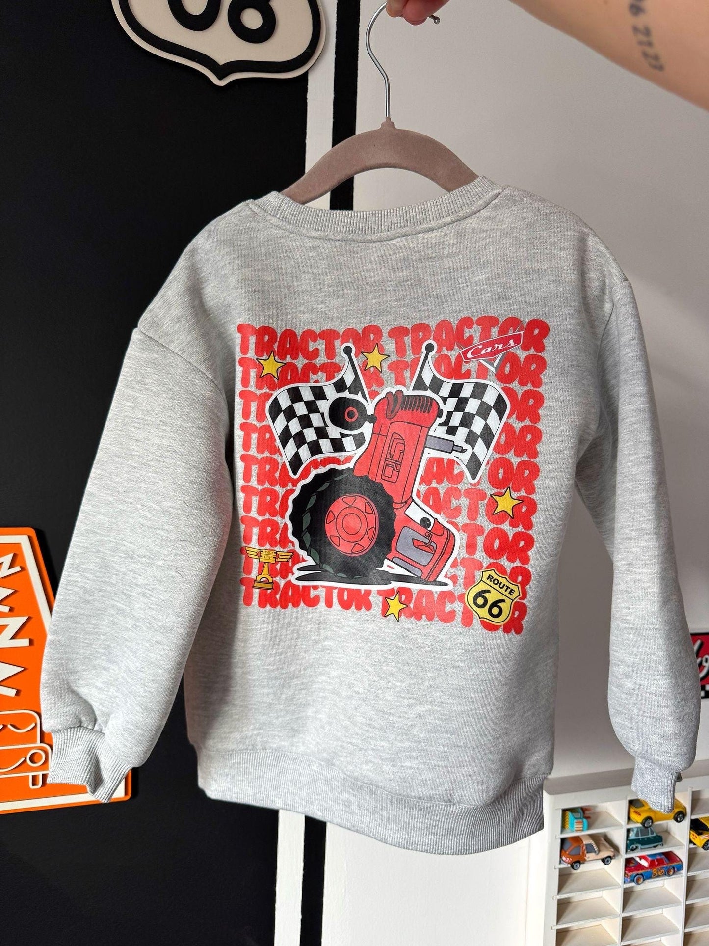 Red Tractor Disney Cars Kids Sweatshirt – Boys Character Jumper | Mini Rascals