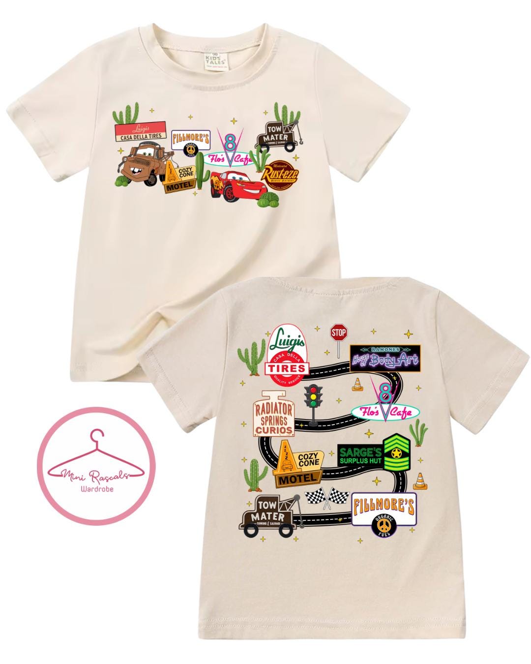 Cars McQueen and Mater Radiator Springs T-shirts, Cars Top, Summer Outfit, Disney, LMQ, unisex, Summer, Pixar, cars top