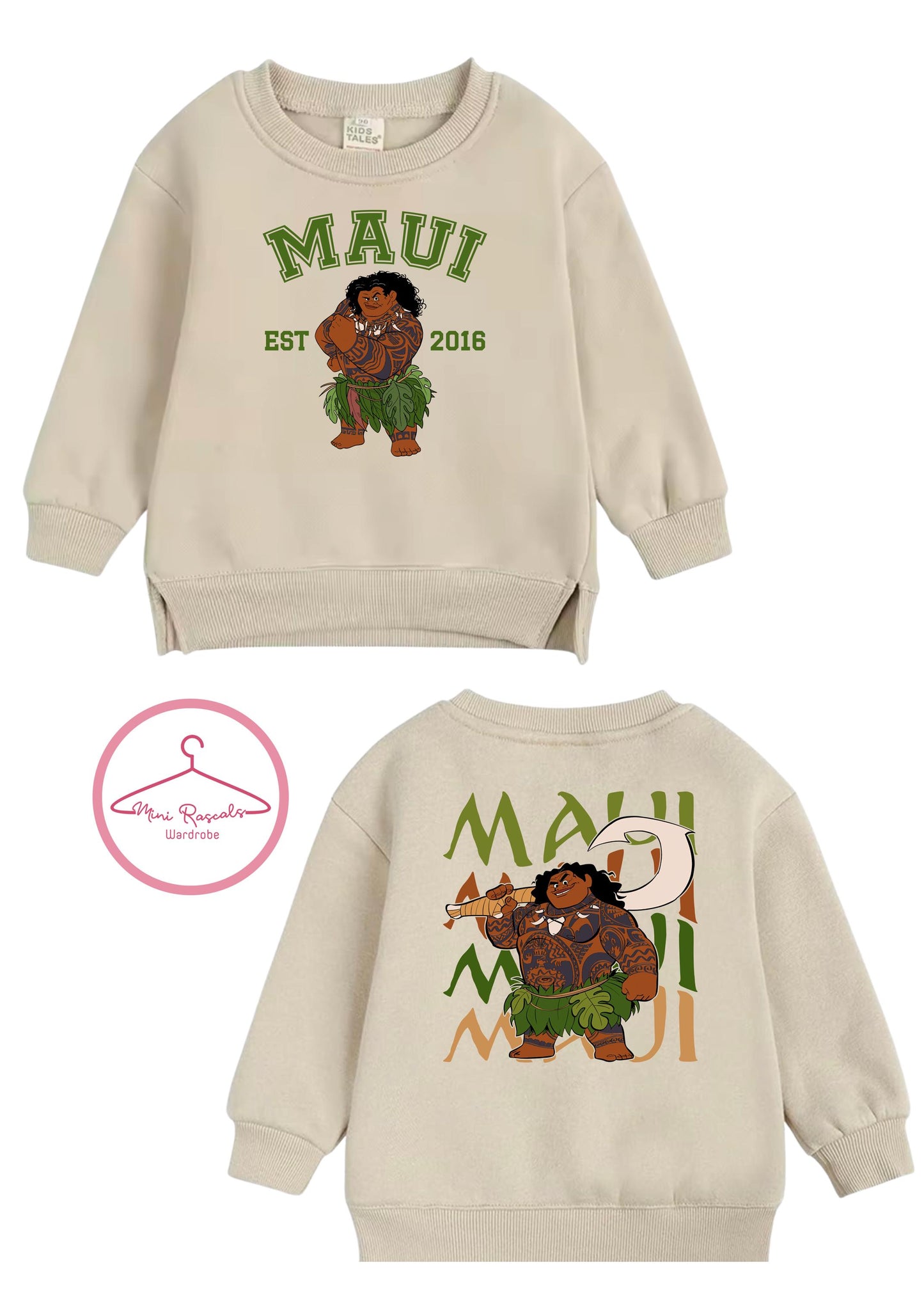 Personalised Maui, Moana, Mei Mei & Pua Sweatshirts for Kids – Toddler Disney-Inspired Kids Sweatshirt
