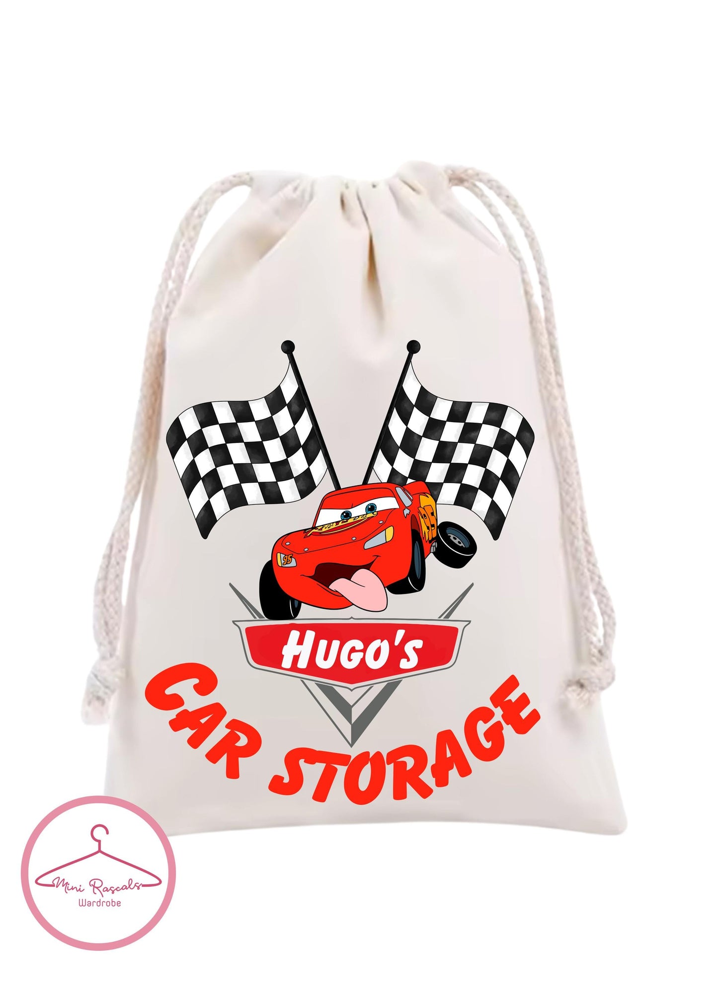 Cars Storage Bag - Personalised LMQ Toy Storage for Disney Fans