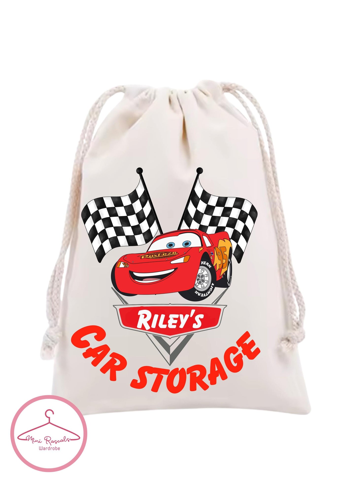 Cars Storage Bag - Personalised LMQ Toy Storage for Disney Fans