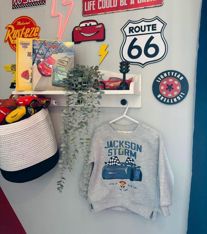 Disney Cars Sweatshirt – Cruz Ramirez, Jackson Storm & Hudson Hornet | Kids Racing Jumper | Pixar Cars Crewneck | Mini Rascals Wardrobe