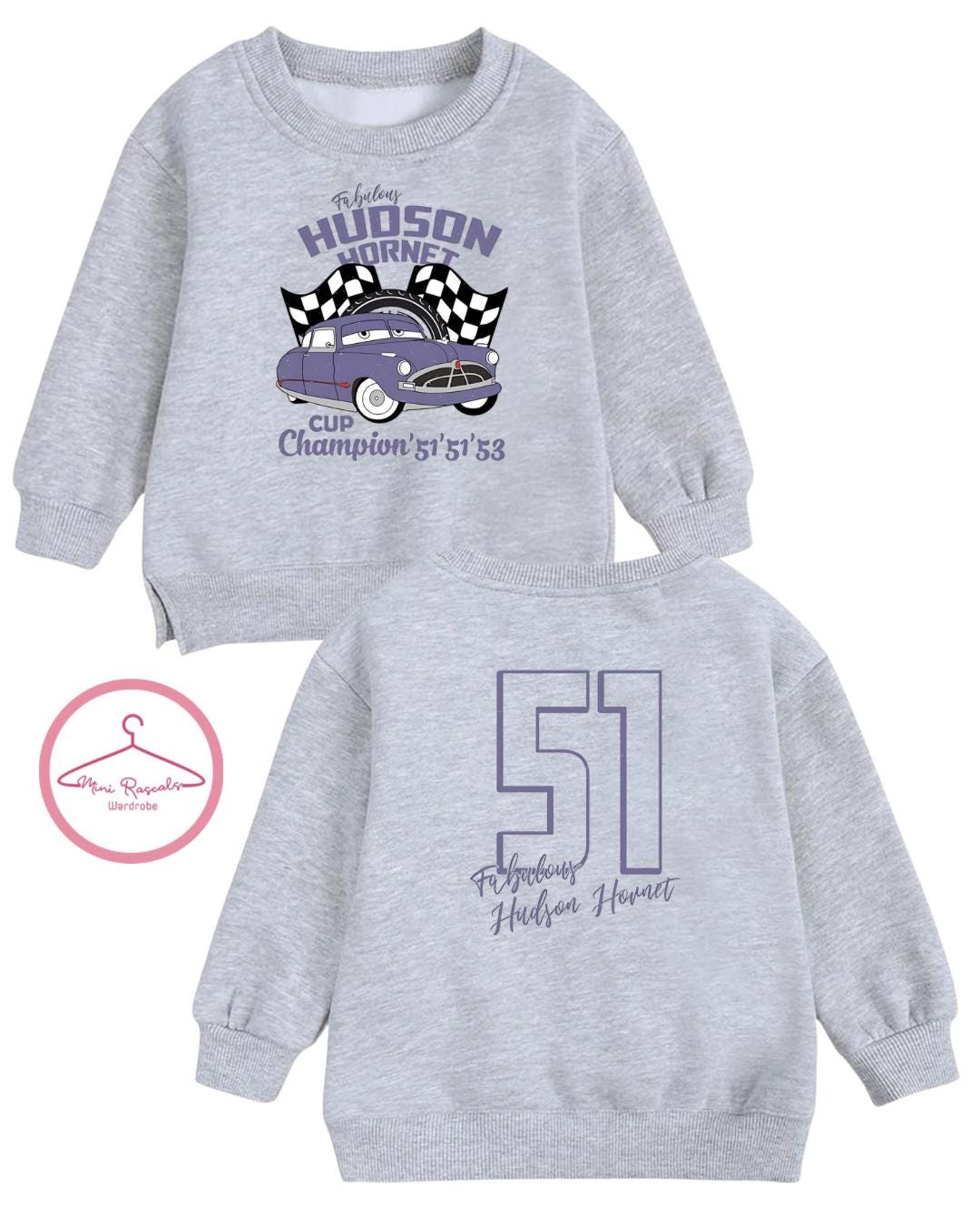 Disney Cars Sweatshirt – Cruz Ramirez, Jackson Storm & Hudson Hornet | Kids Racing Jumper | Pixar Cars Crewneck | Mini Rascals Wardrobe