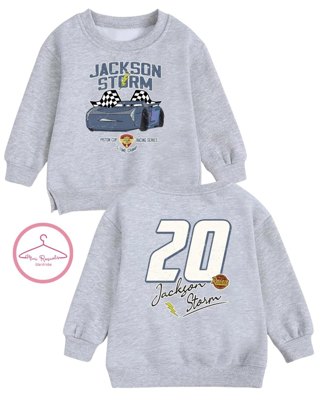 Disney Cars Sweatshirt – Cruz Ramirez, Jackson Storm & Hudson Hornet | Kids Racing Jumper | Pixar Cars Crewneck | Mini Rascals Wardrobe