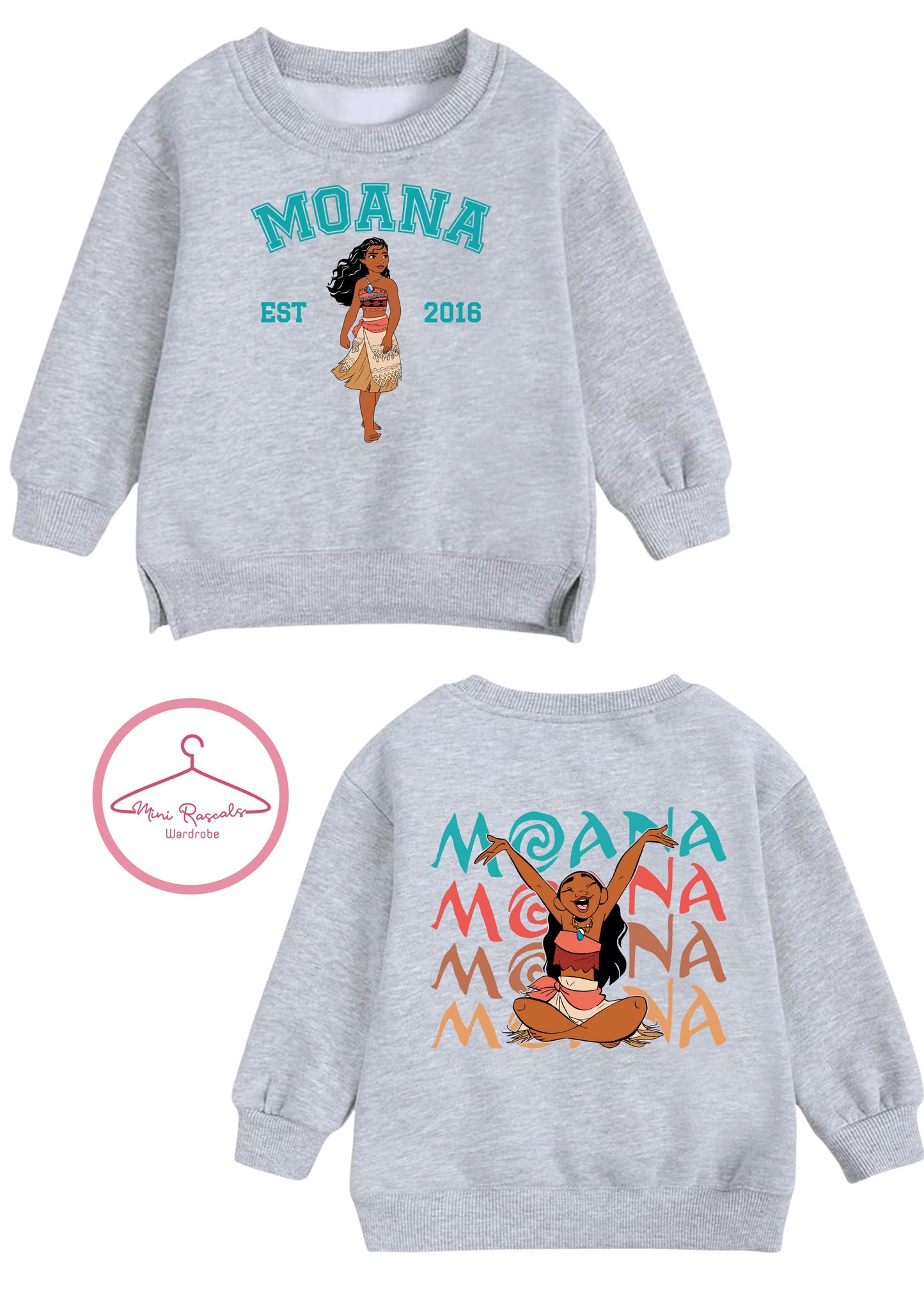 Personalised Maui, Moana, Mei Mei & Pua Sweatshirts for Kids – Toddler Disney-Inspired Kids Sweatshirt