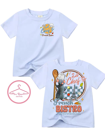 Lil’ Chef French Bistro T-Shirt - Ratatouille Inspired Cartoon Tee for Kids - Disney - Pixar
