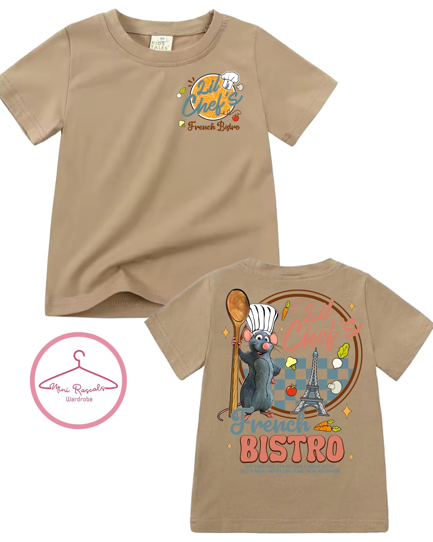 Lil’ Chef French Bistro T-Shirt - Ratatouille Inspired Cartoon Tee for Kids - Disney - Pixar