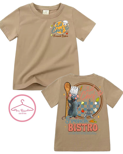 Lil’ Chef French Bistro T-Shirt - Ratatouille Inspired Cartoon Tee for Kids - Disney - Pixar
