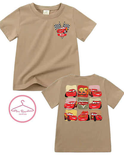 Cars McQueen Personalised Kids Unisex Tshirt- Lightning McQueen, Disney, Pixar, Cars