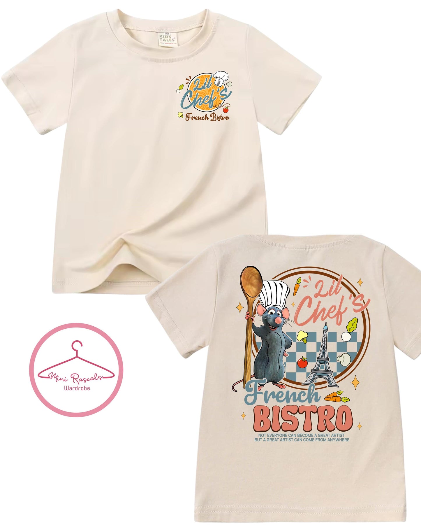 Lil’ Chef French Bistro T-Shirt - Ratatouille Inspired Cartoon Tee for Kids - Disney - Pixar