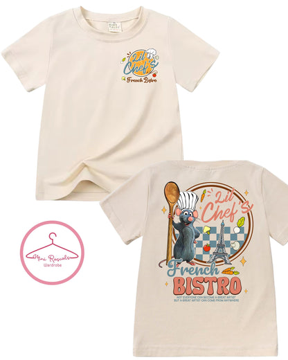 Lil’ Chef French Bistro T-Shirt - Ratatouille Inspired Cartoon Tee for Kids - Disney - Pixar