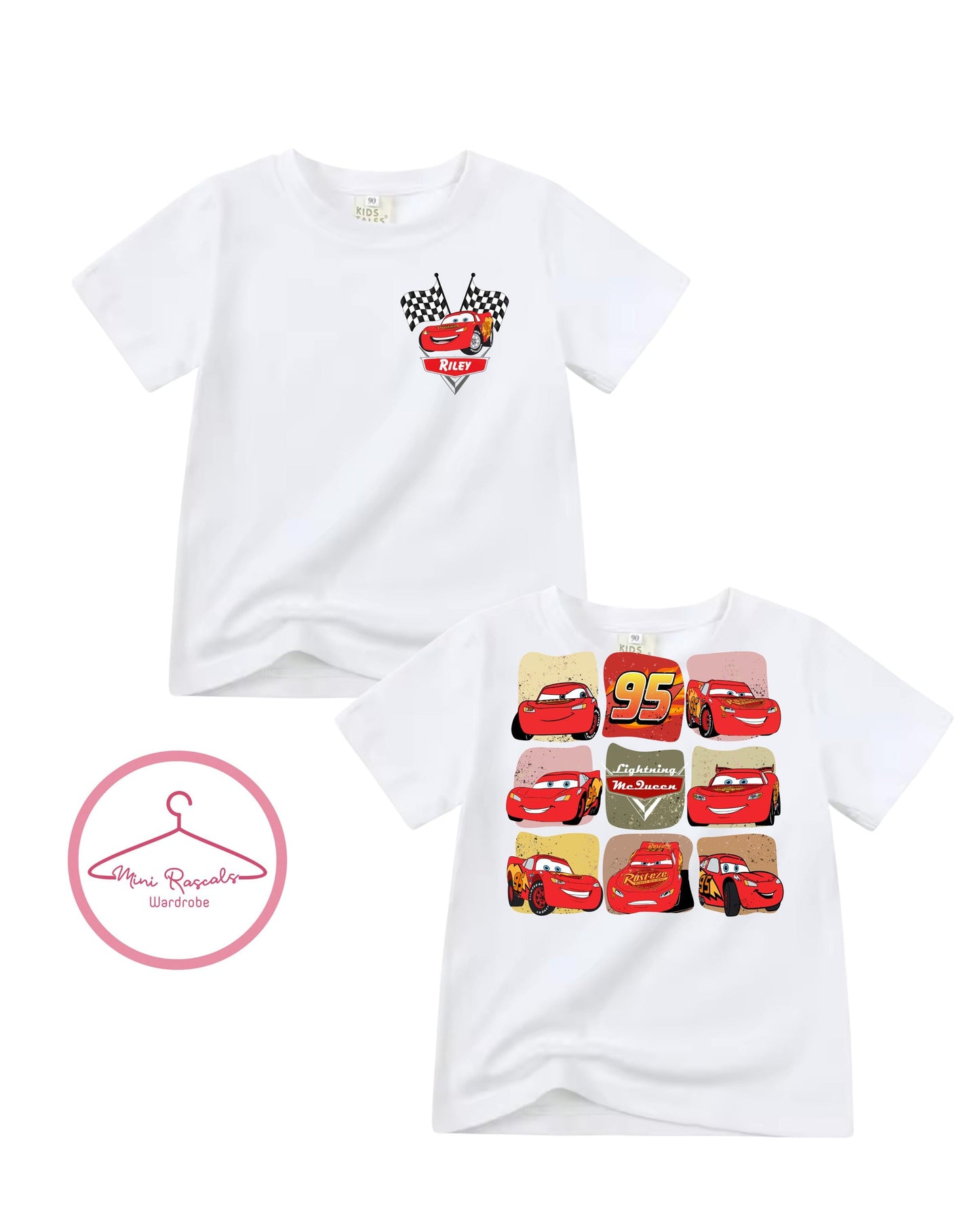 Cars McQueen Personalised Kids Unisex Tshirt- Lightning McQueen, Disney, Pixar, Cars