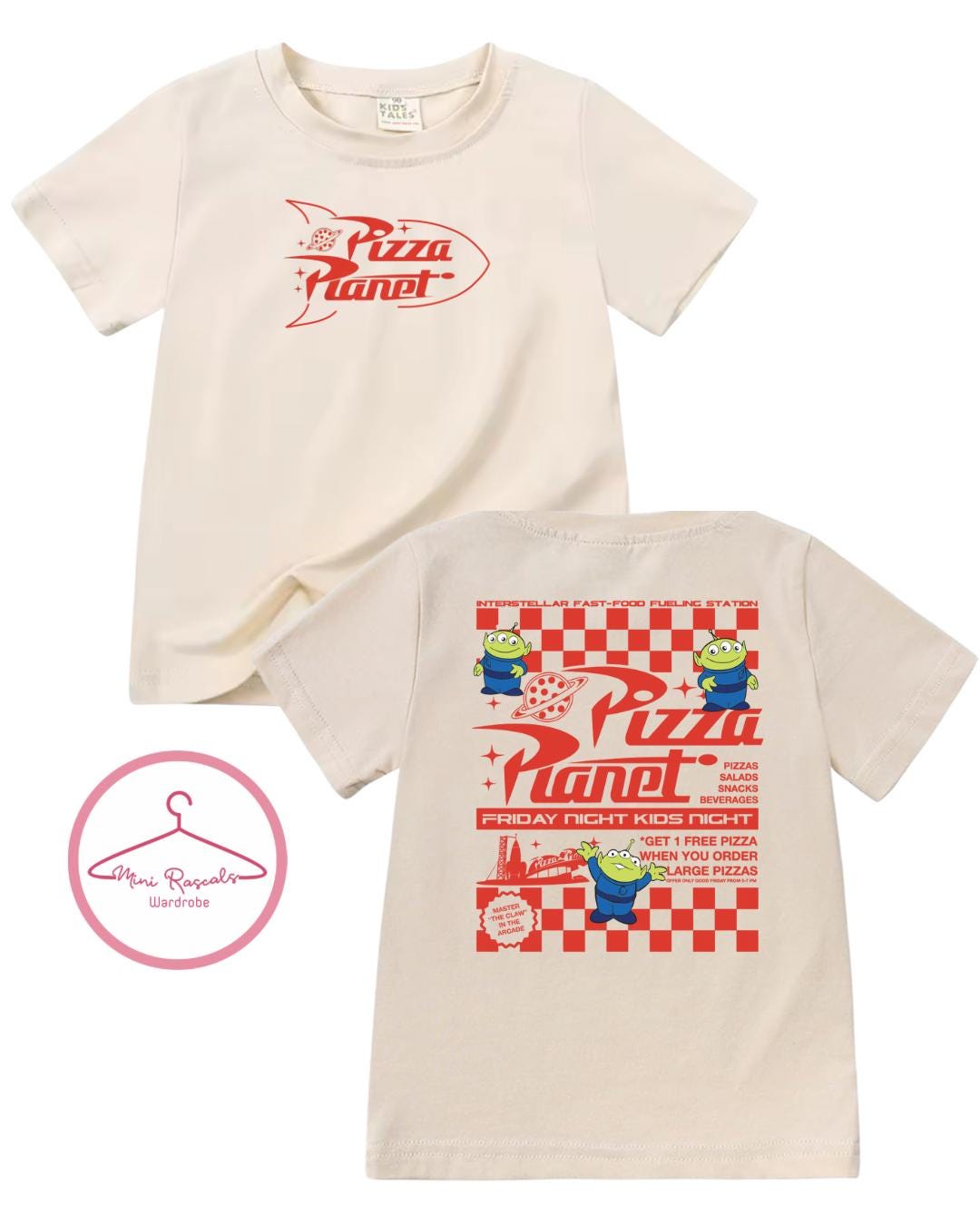 Pizza Planet Toy Story Alien Kids T-Shirt | Woody Buzz Disney Pixar Graphic Tee | Boys Girls Unisex Top