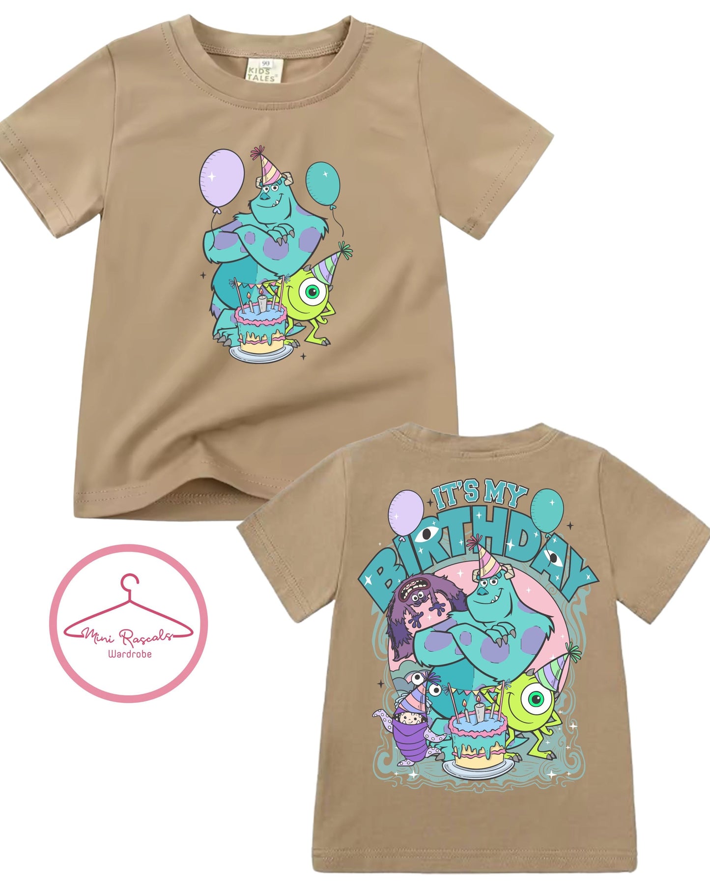 Kids Birthday T-Shirt – Monsters Inc Birthday Theme, Monsters Inc, Sully, Mike and Boo
