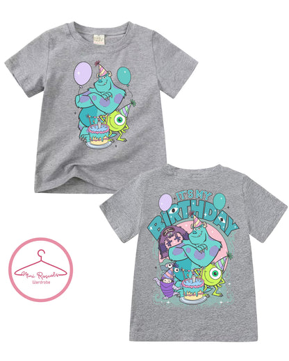 Kids Birthday T-Shirt – Monsters Inc Birthday Theme, Monsters Inc, Sully, Mike and Boo