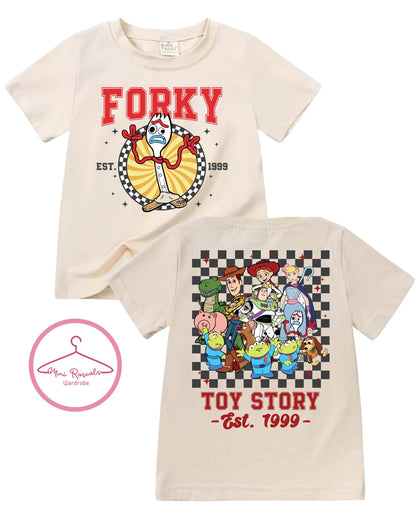 Toy Story Character Kids T-Shirt | Woody Buzz Bo Peep & Slinky Pixar Graphic Tee | Boys Girls Unisex Top