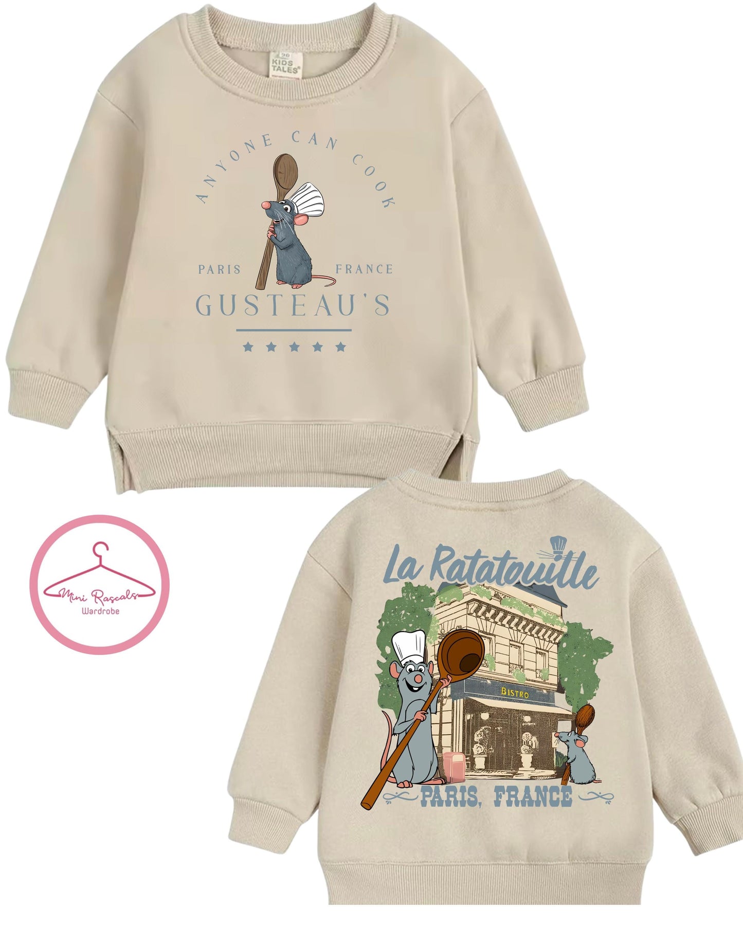 Ratatouille-Inspired Kids Sweatshirt - Paris France Gusteau’s & La Ratatouille Design - Remy the Chef