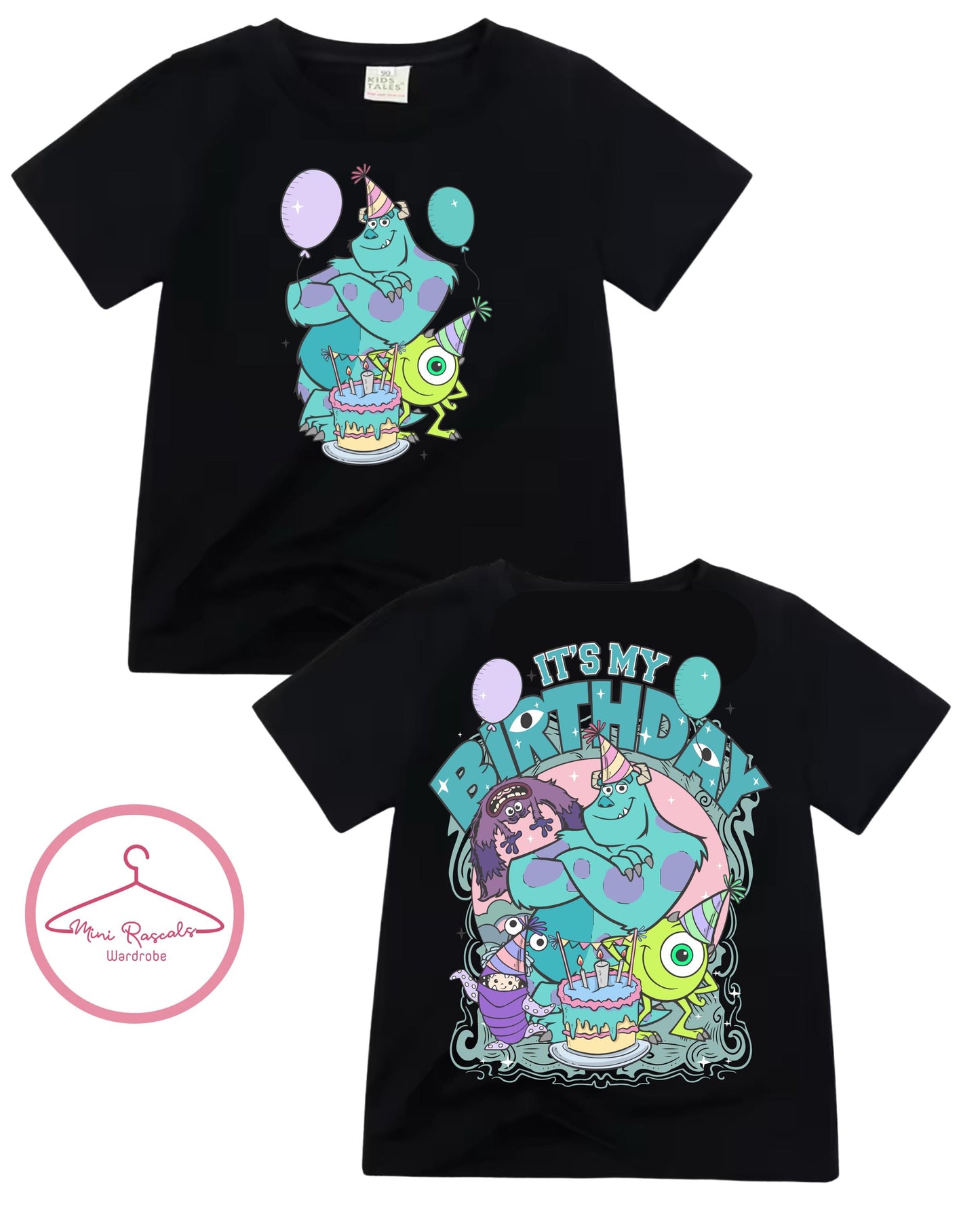 Kids Birthday T-Shirt – Monsters Inc Birthday Theme, Monsters Inc, Sully, Mike and Boo