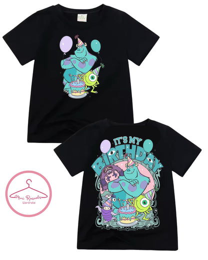 Kids Birthday T-Shirt – Monsters Inc Birthday Theme, Monsters Inc, Sully, Mike and Boo