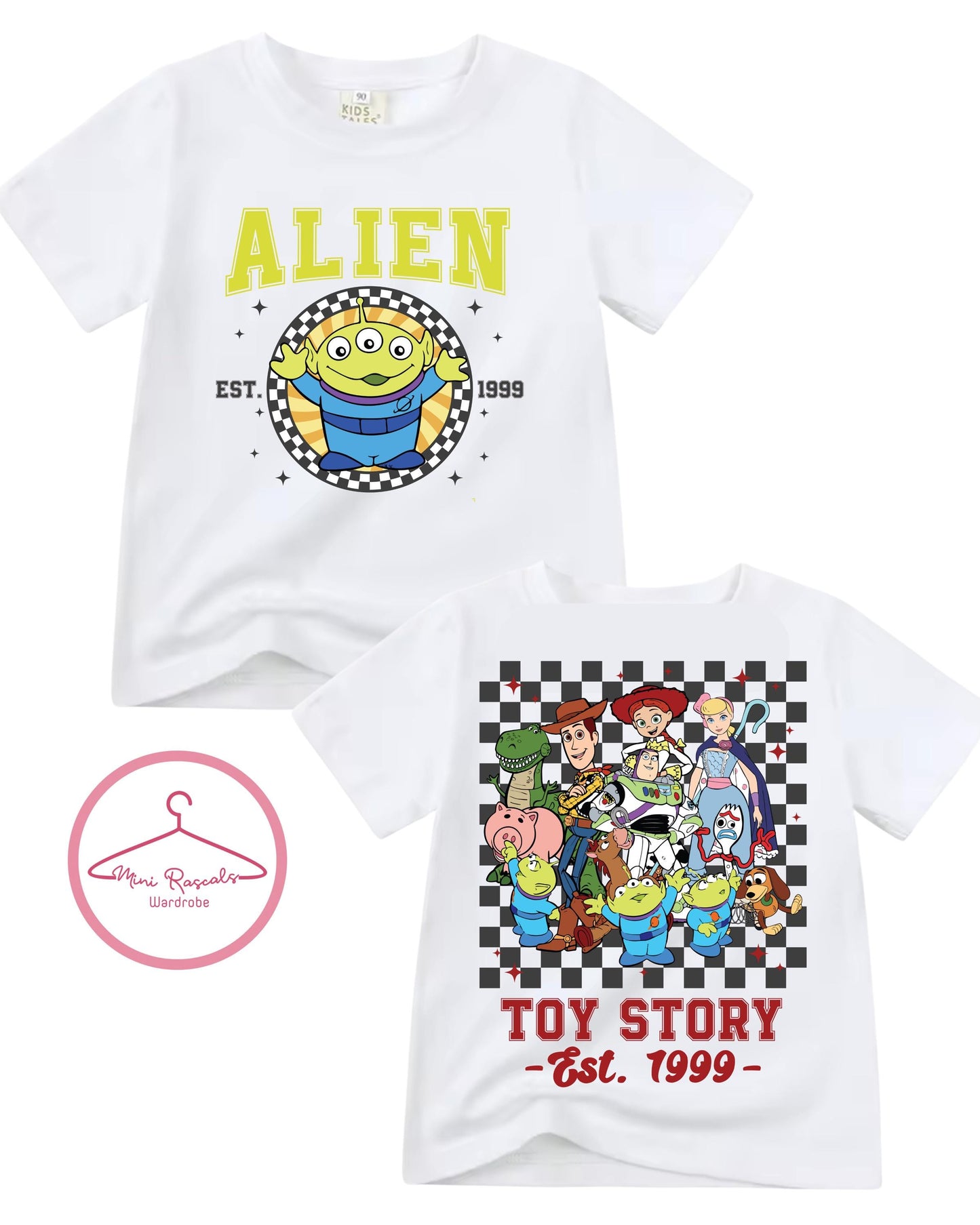 Toy Story Character Kids T-Shirt | Woody Buzz Bo Peep & Slinky Pixar Graphic Tee | Boys Girls Unisex Top