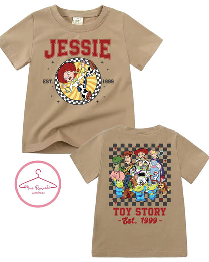 Toy Story Character Kids T-Shirt | Woody Buzz Bo Peep & Slinky Pixar Graphic Tee | Boys Girls Unisex Top